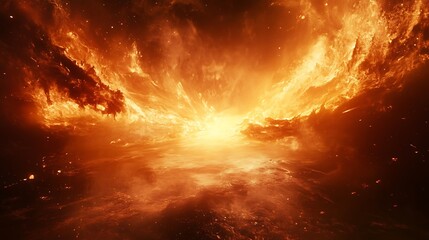 Obraz premium A bright fiery celestial explosion engulfing the vast surrounding space