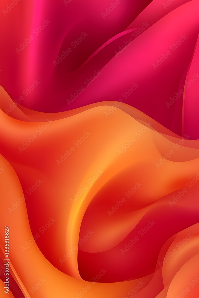 Poster flowing gradient abstract with orange and red hues for digital projects