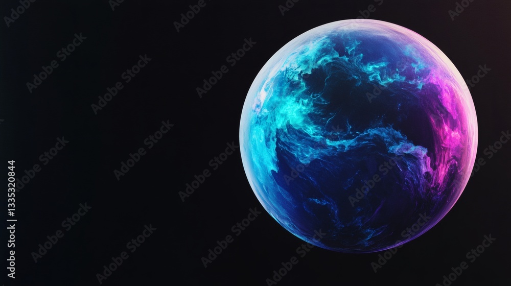 Poster a colorful and abstract digital representation of a planetary sphere