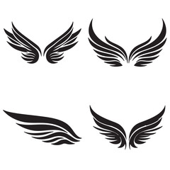 Wings Collection – Stylish Black and White Vector Silhouettes

