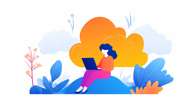 A digital cloud with innovative cloud computing solutions and services for modern businesses. Networked Growth. Illustration