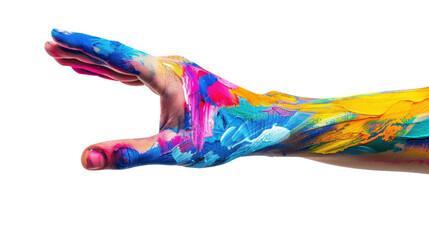 Obraz premium Painted hand gesturing on transparent background