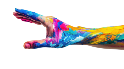 Painted hand gesturing on transparent background
