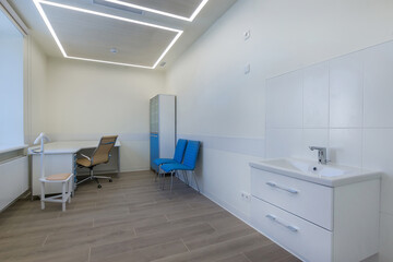 A modern medical office in an outpatient clinical facility, equipped to receive patients.