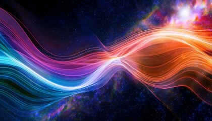 vibrant abstract waves flow across a cosmic abstract background