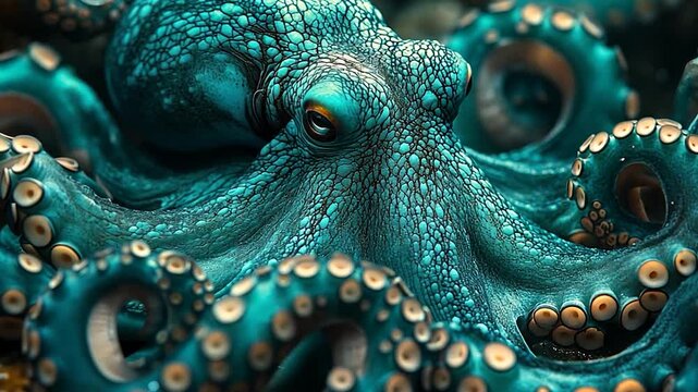 Vibrant octopus displaying intricate patterns and textures underwater