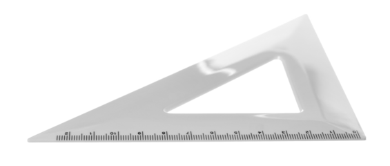 triangle ruler plastic classic isolated on white background, clipping path