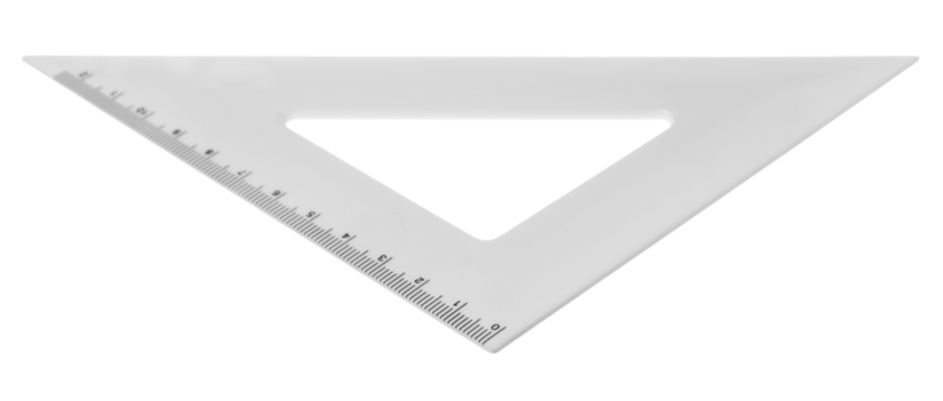 triangle ruler plastic classic isolated on white background, clipping path - Powered by Adobe