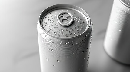 Close-up of a Condensation-Covered Aluminum Can