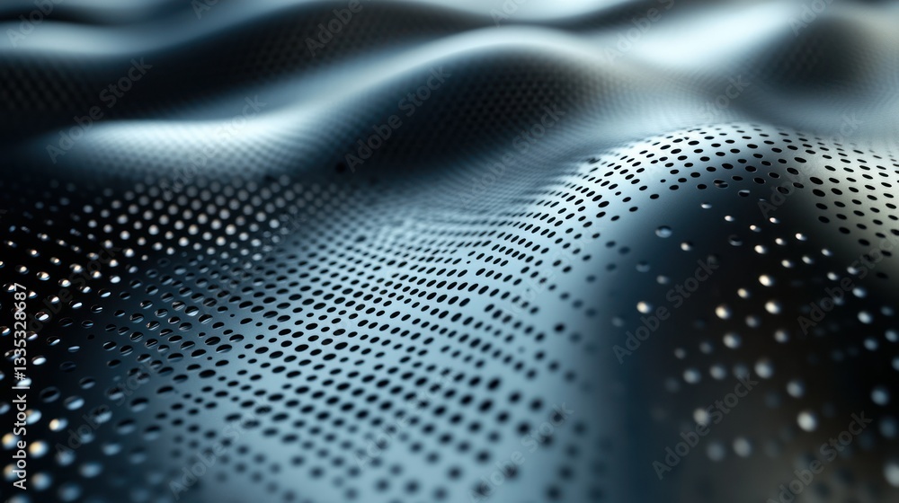 Poster abstract metal surface with perforated pattern and wave-like texture