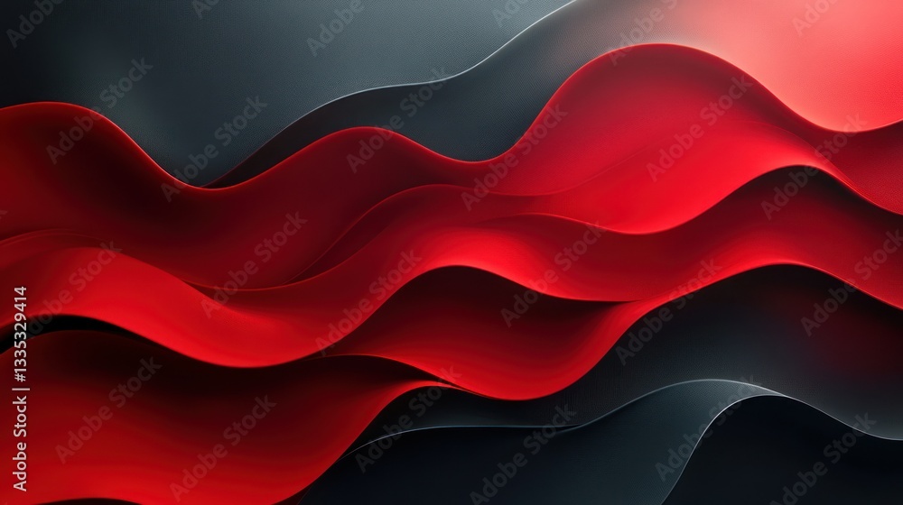 Poster abstract red and black wave design: a dynamic visual composition