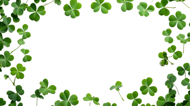 Green Clover Frame on Transparent Background, PNG