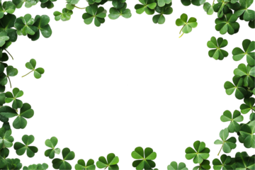Green Clover Leaves Border Frame On Transparent Background, PNG