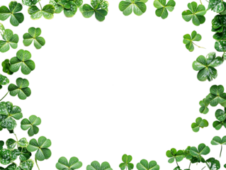 Green Clover Leaves Frame On Transparent Background, PNG