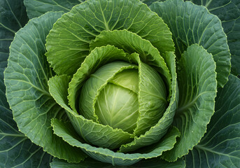 Obraz premium Cabbage Head, Fresh Green Organic Vegetable