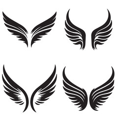 Wings Collection – Stylish Black and White Vector Silhouettes

