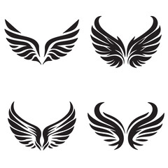 Wings Collection – Stylish Black and White Vector Silhouettes

