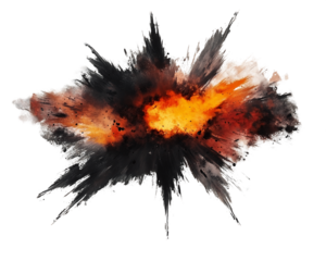 Orange And Black Explosion With Transparent Background, PNG