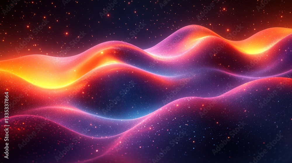 Poster cosmic waves: a symphony of light and color in the digital universe