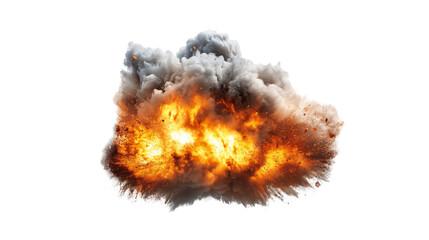 Realistic Fireball Explosion With Smoke on Transparent Background, PNG