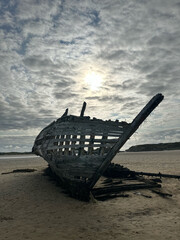 Wrecked boat on the beach