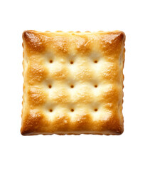 Close Up of a Single Square Cracker on a Transparent Background, PNG