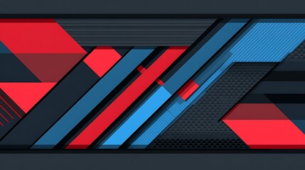 Abstract geometric shapes arranged in a layered graphical composition with colors