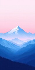 Naklejka premium Vibrant mountain landscape with layers of pink and blue hues enhancing the serene atmosphere