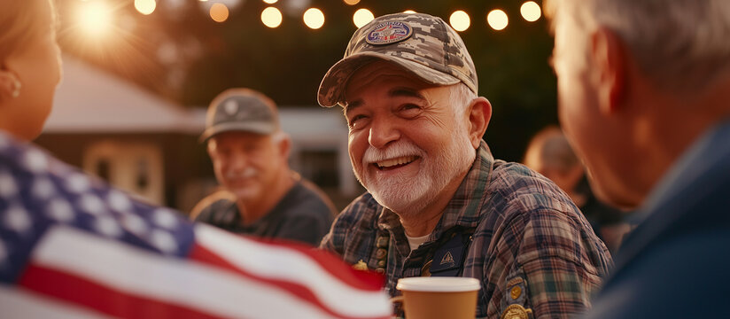 Veterans sharing stories over coffee at a VFW hall