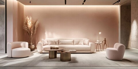 A modern living room displays elegant furniture and decor