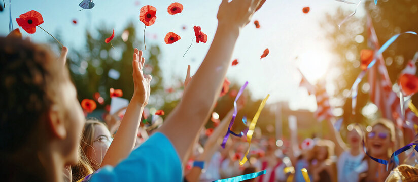 Memorial Day parade float celebrating sacrifice and youth engagement