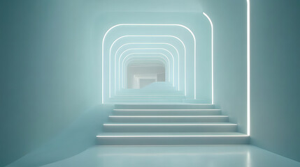 Obraz premium Room with bright blue walls and large windows letting in light.