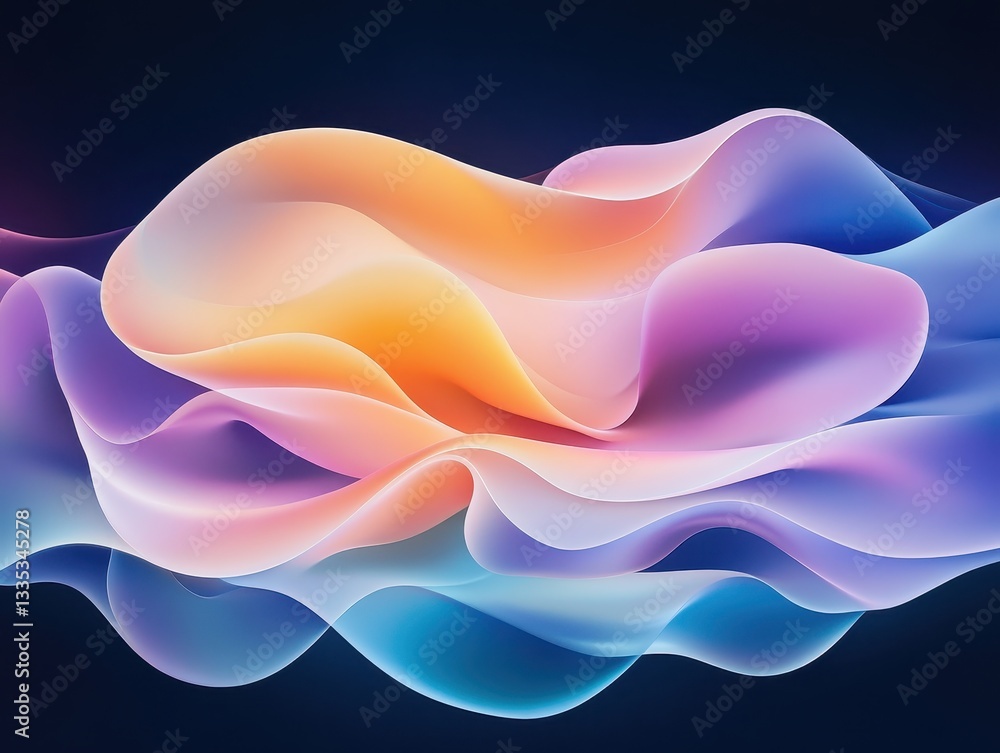 Aufkleber abstract wave patterns in vibrant colors flowing against a dark background
