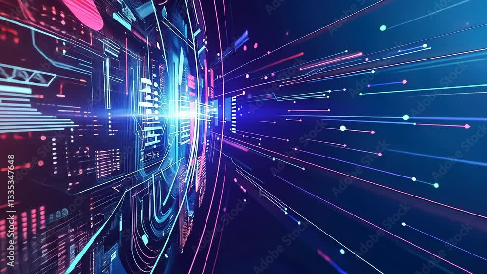 Aufkleber global technology network. interconnected world map, digital interface, global connectivity, futuris
