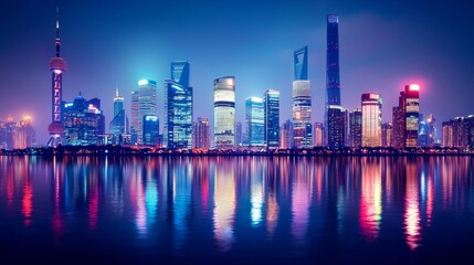 Fototapeta premium Digital Heartbeat on Blue Grid