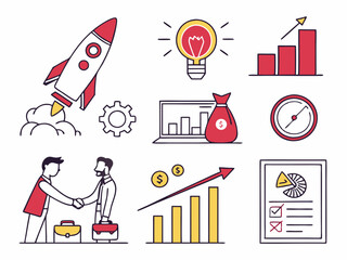 Set of Startup and Innovation Business Icons
