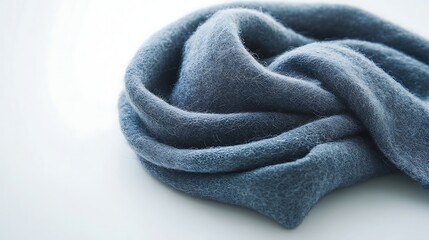 Soft wool scarf folded neatly on a clean white surface