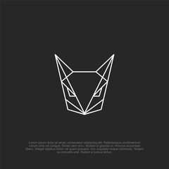 Naklejka premium Simple outline minimalist angry cat fox head logo with a bold and fierce expression, ideal for gaming logos, sports teams, and strong branding identity