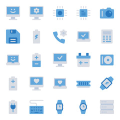 Blue color icons set for Devices and hardware.