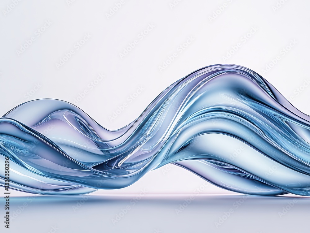 Aufkleber abstract flowing waves of translucent blue glass creating a serene atmosphere