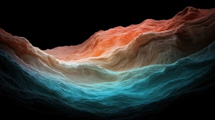 Abstract Colorful Hillscape:  Orange, Red, and Teal Gradient Texture