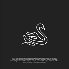 Simple outline swan bird logo with a graceful and elegant aesthetic, ideal for luxury brands, beauty products, and wellness businesses