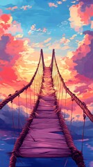 Fototapeta premium Frayed Rope Bridge, Adjustment Disorders