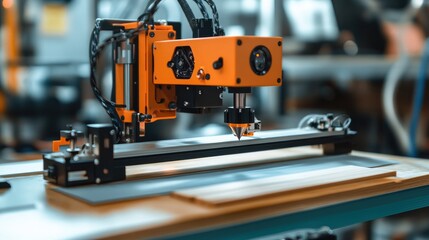 Fototapeta premium Precision wood cutting machine with advanced technology and modern design in a workshop environment for craftsmanship enthusiasts