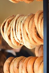 Traditional Jerusalem Bagels Hanging in a Row