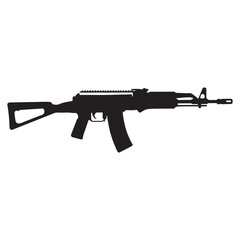Fototapeta premium Military assault rifle silhouette vector illustration isolated on white background
