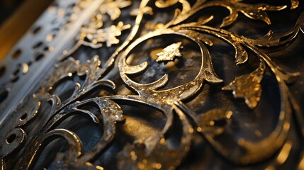 Ornate Metal Design with Intricate Flower and Leaf Patterns in a Decorative Artistic Style