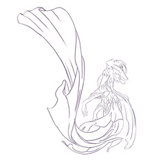 Outline of an unusual mermaid for coloring