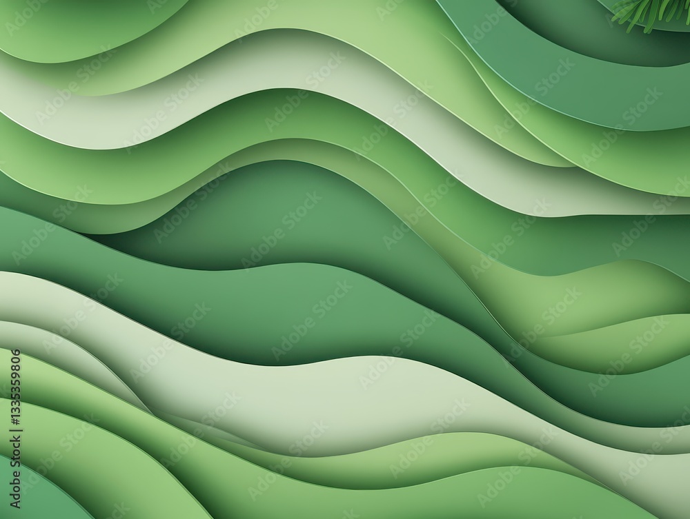 Poster abstract green waves representing nature's tranquility and harmony in design