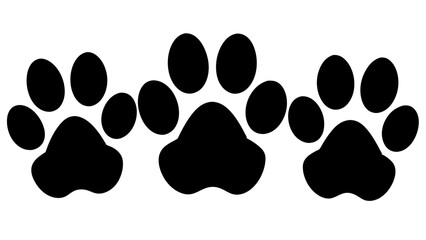 Black Paw Print Silhouettes Icon Set for Pets and Animal Designs